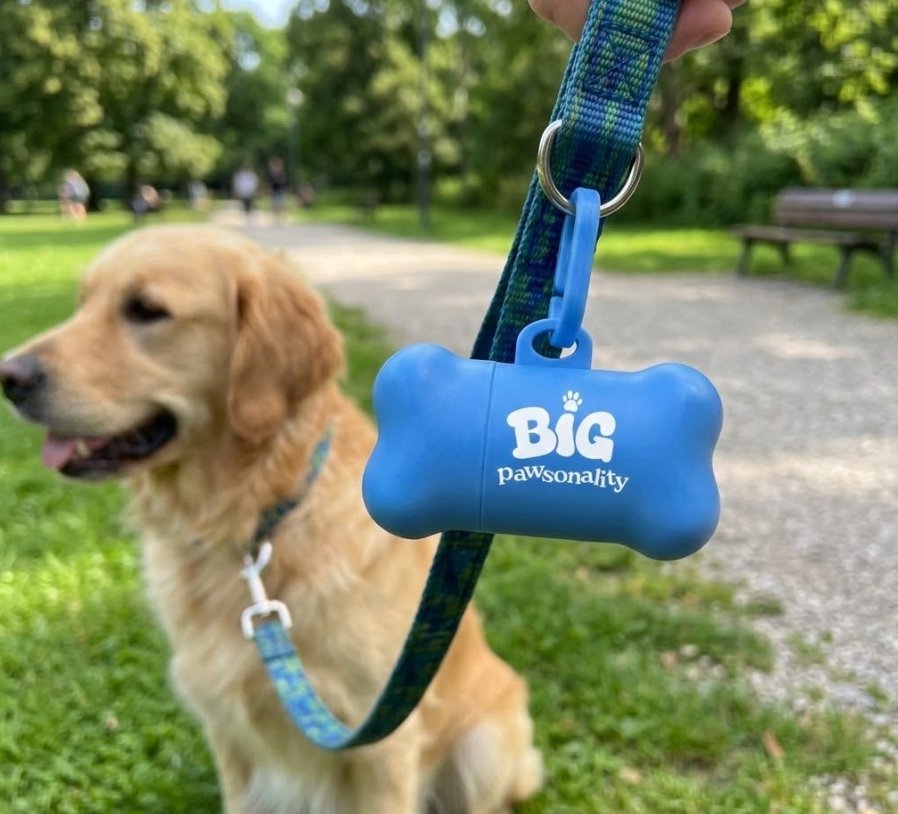 Pastel Blue Dog Poo Bag Holder and Bag Roll
