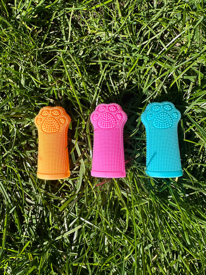 Bright Pink Dog Paw Finger Toothbrush