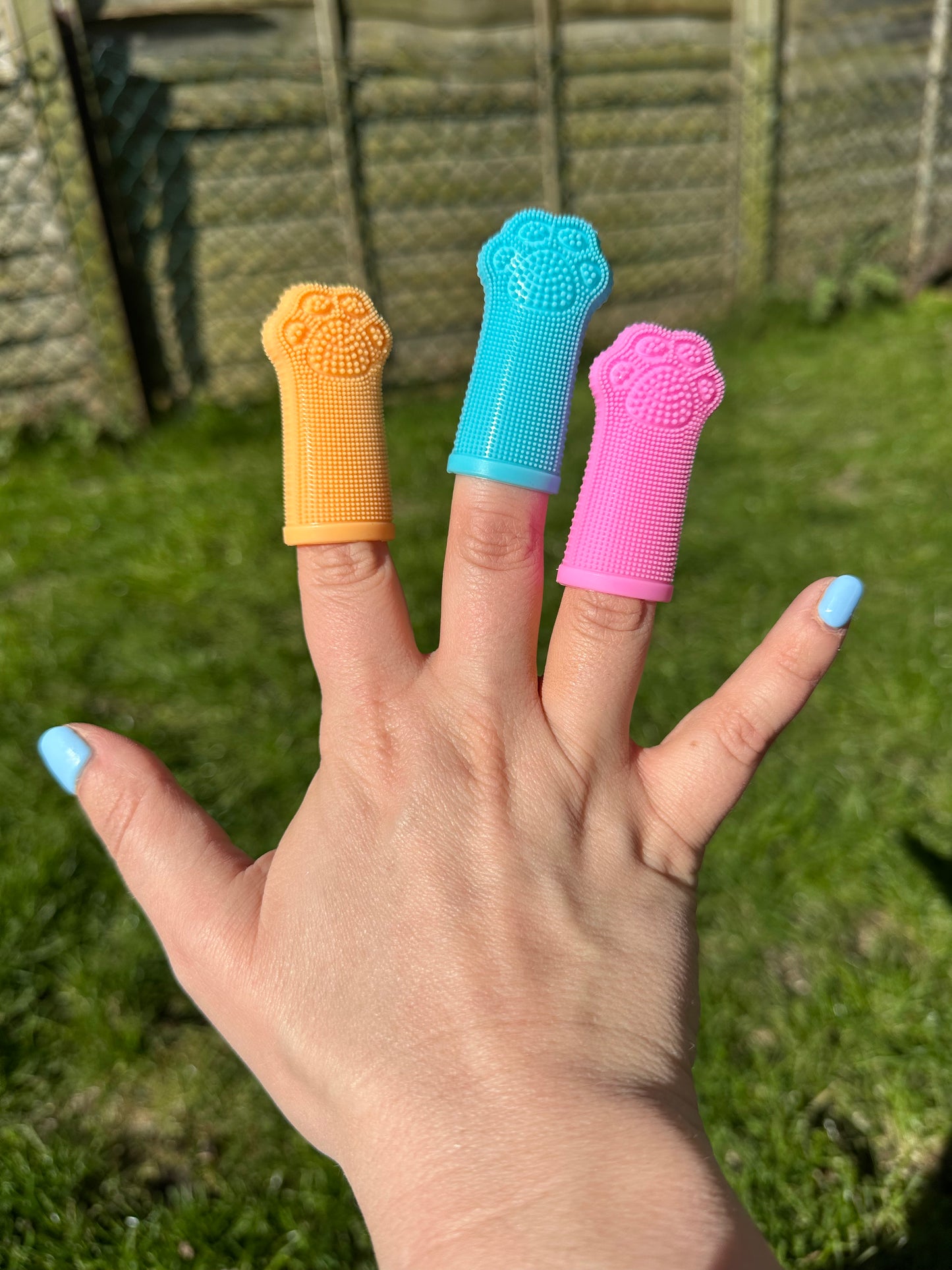Bright Pink Dog Paw Finger Toothbrush