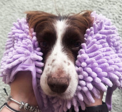 Pastel Purple Microfibre Dog Drying Towel with Hand Pockets
