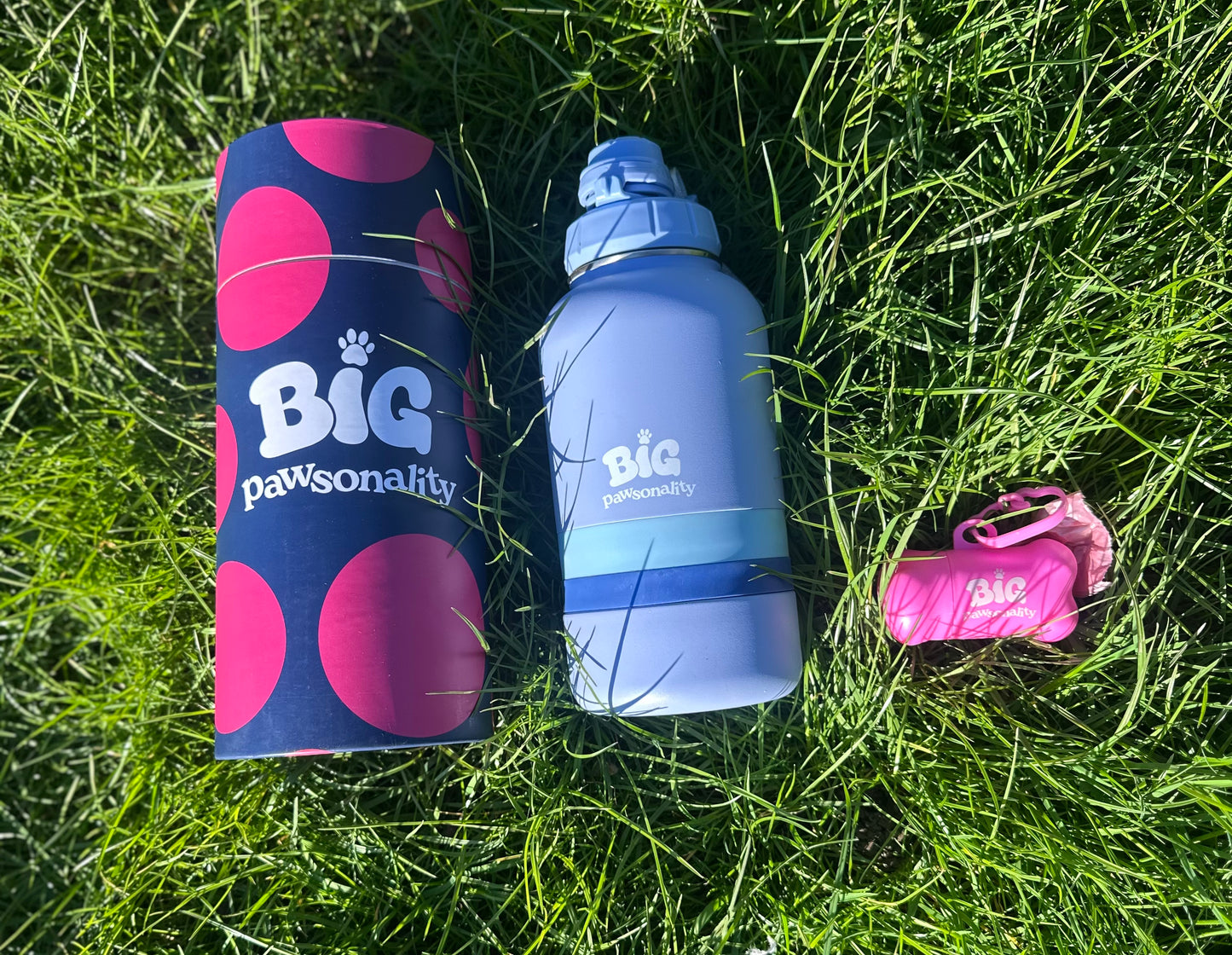 Pastel Blue 3-in-1 Travel Dog Water Bottle & Feeder