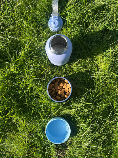 Pastel Blue 3-in-1 Travel Dog Water Bottle & Feeder