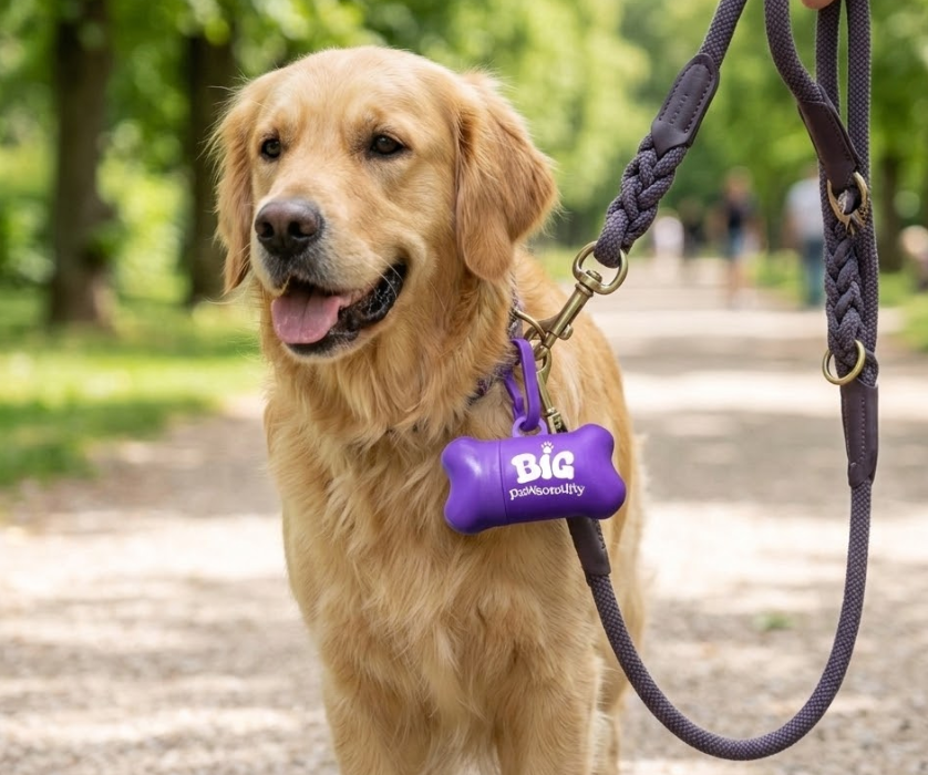 Bright Purple Dog Poo Bag Holder and Bag Roll