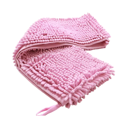 Pastel Pink Microfibre Dog Drying Towel with Hand Pockets