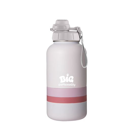 Pastel Pink 3-in-1 Travel Dog Water Bottle & Feeder