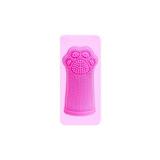 Bright Pink Dog Paw Finger Toothbrush