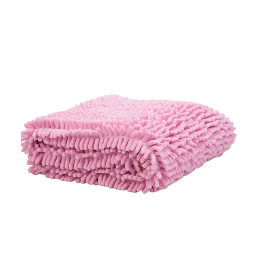 Pastel Pink Microfibre Dog Drying Towel with Hand Pockets